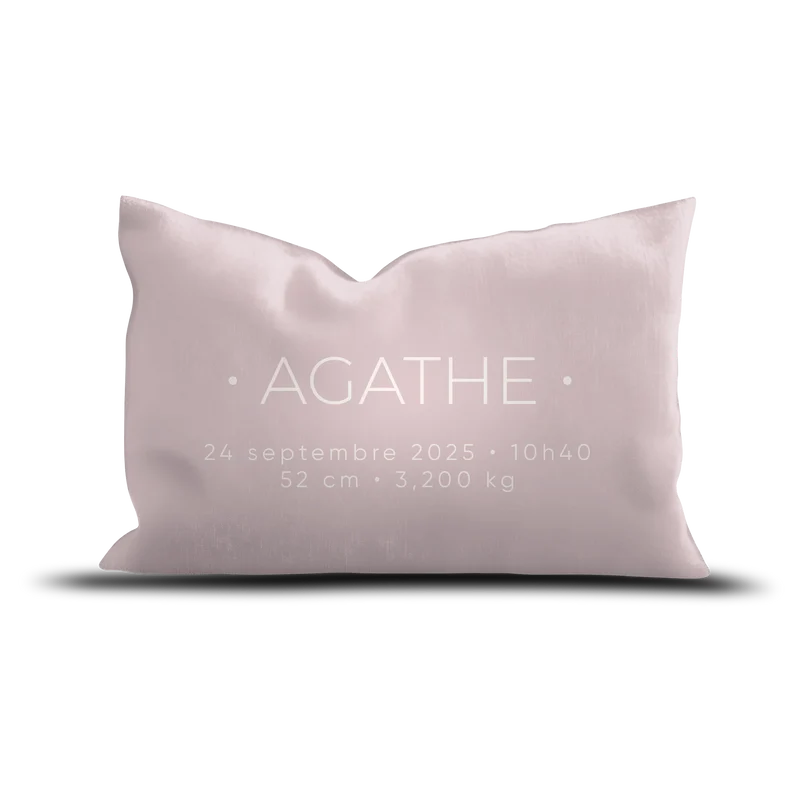 Coussin Velours Personnalisé Naissance Rose