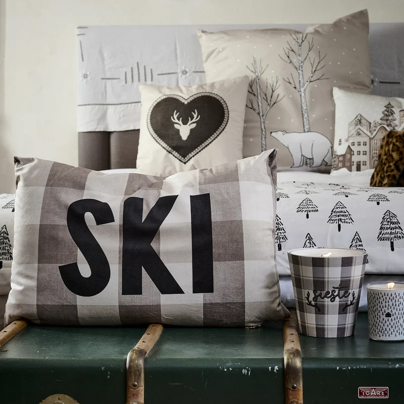 Coussin Velours Ski Tartan