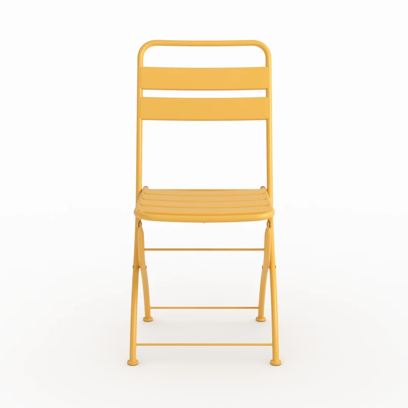 Table et chaises de jardin pliantes Yumi 2 personnes en métal jaune