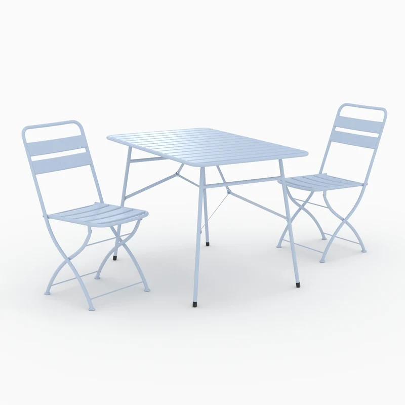 Table et chaises de jardin pliantes Yumi 4 personnes en métal bleu
