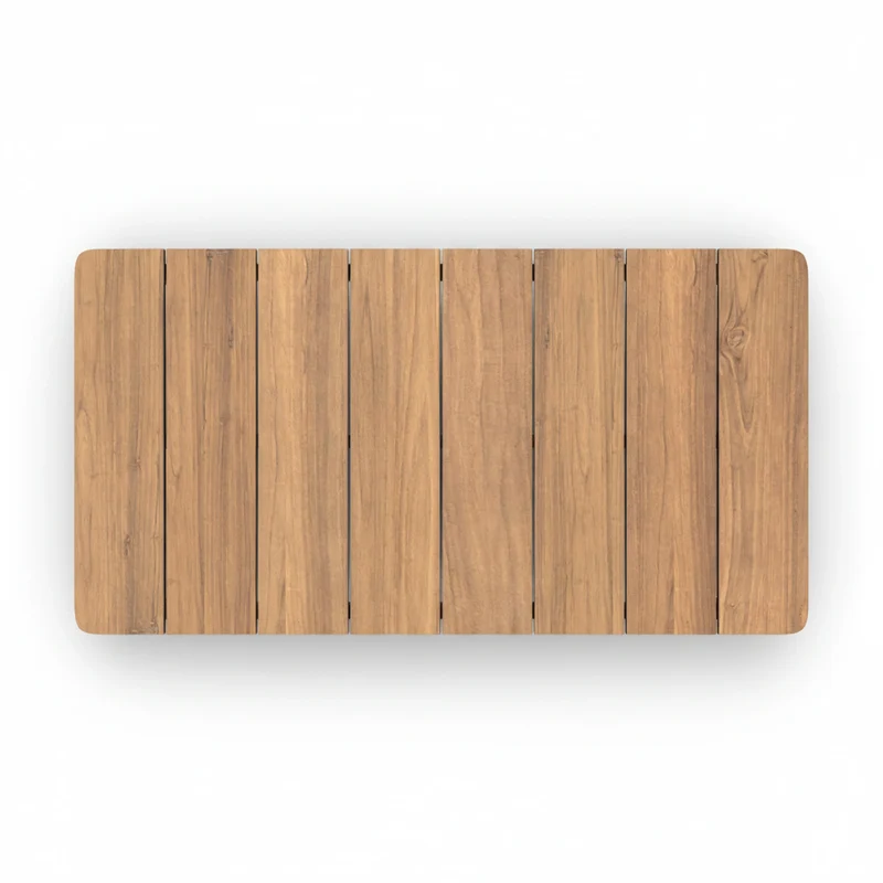 Salon de jardin Nadila 2 personnes en teck massif et tissu blanc