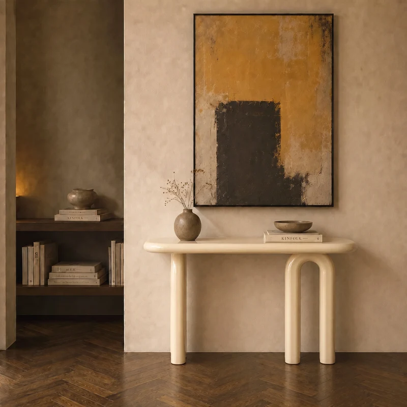 Console Opale laquée blanche en MDF, 120 cm