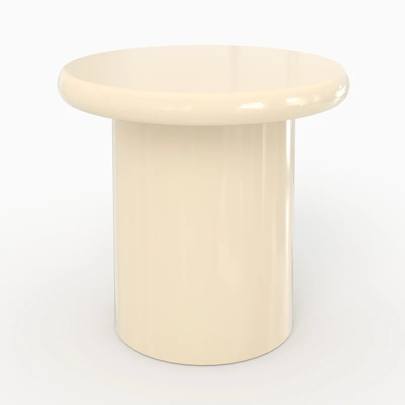 Table d'appoint Apoline laquée blanche en MDF, D50 cm