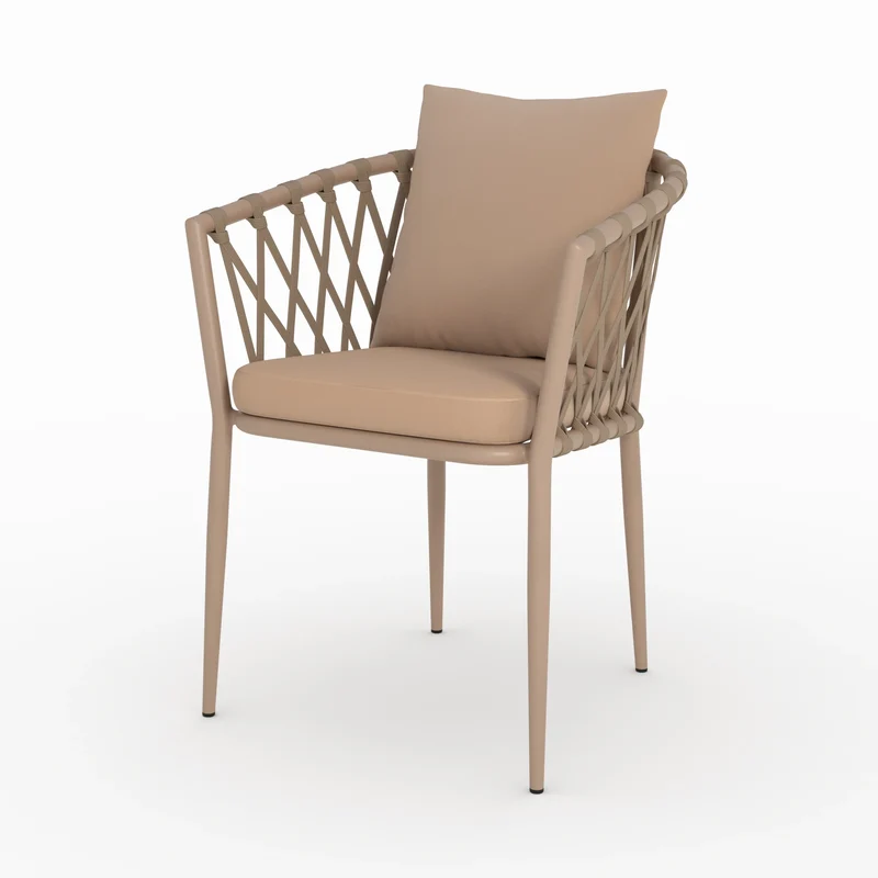 Lot de 2 chaises de jardin Dulcy en métal et tissu taupe