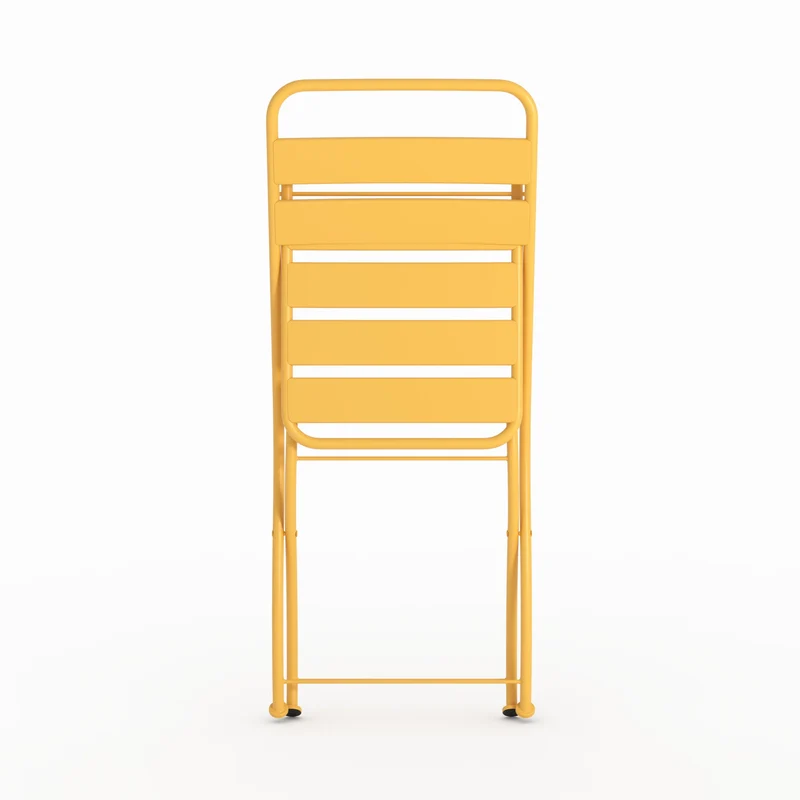 Lot de 2 chaises de jardin Yumi en métal jaune beurre, pliantes