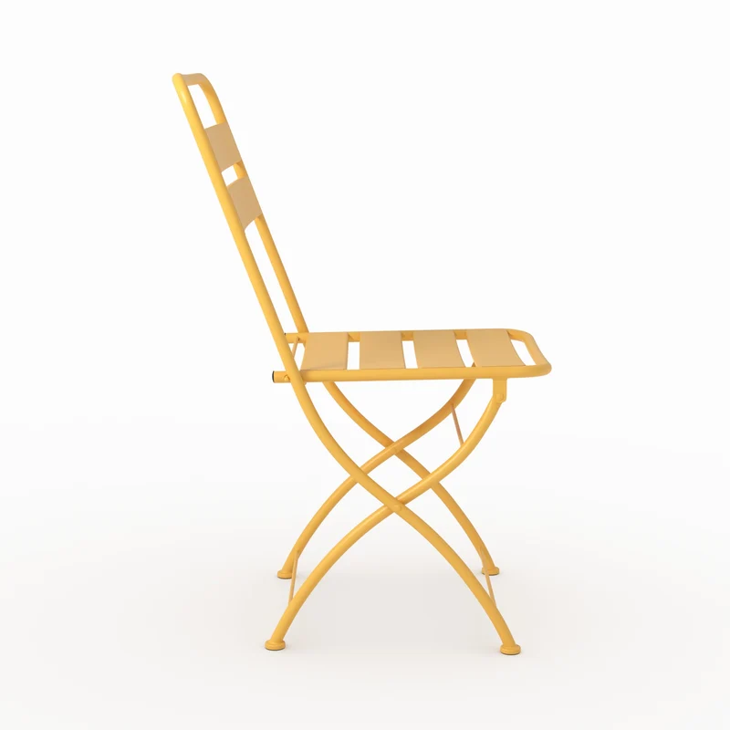 Lot de 2 chaises de jardin Yumi en métal jaune beurre, pliantes