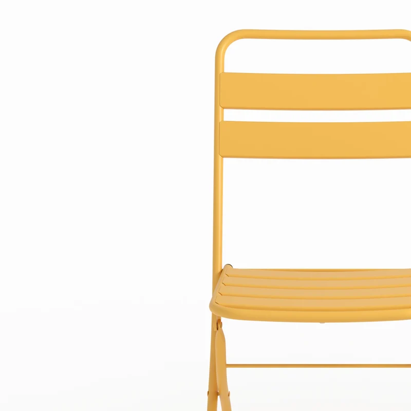 Lot de 2 chaises de jardin Yumi en métal jaune beurre, pliantes
