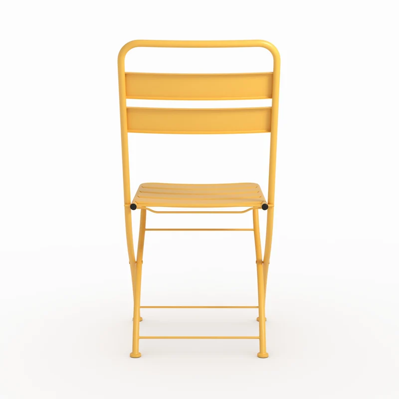 Lot de 2 chaises de jardin Yumi en métal jaune beurre, pliantes