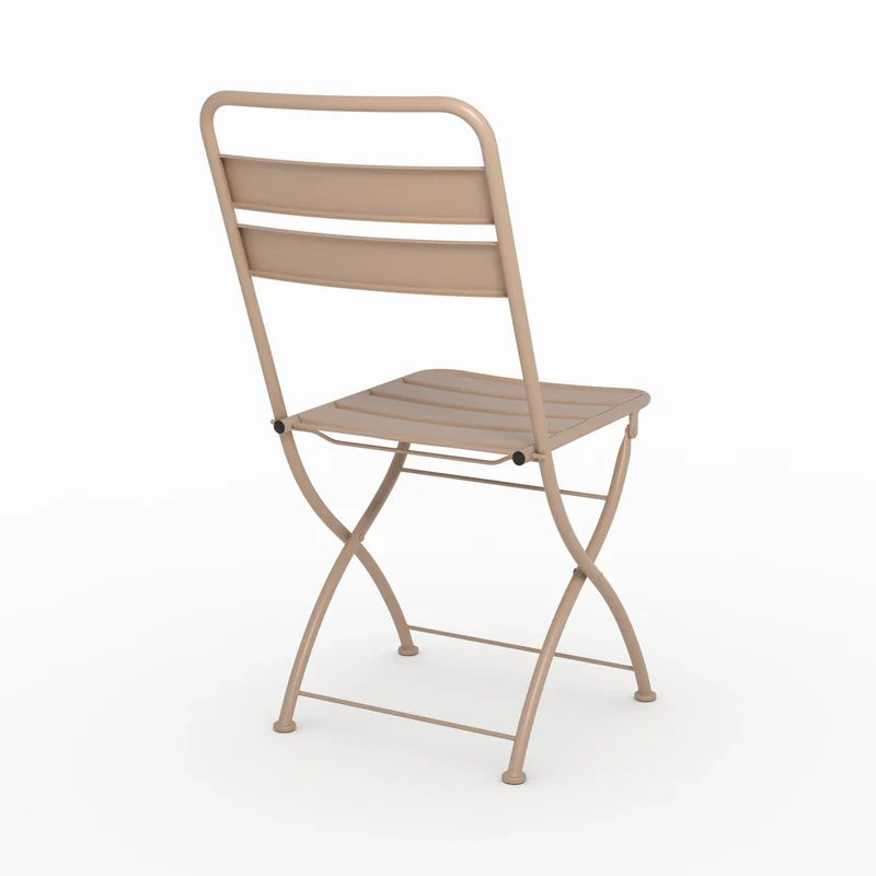 Lot de 2 chaises de jardin Yumi en métal taupe, pliantes