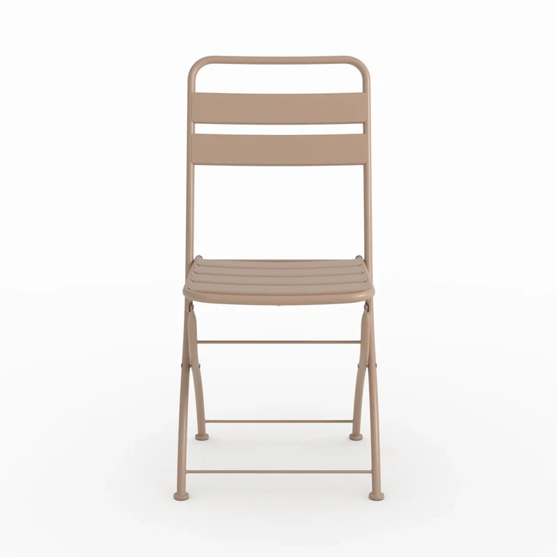 Lot de 2 chaises de jardin Yumi en métal taupe, pliantes