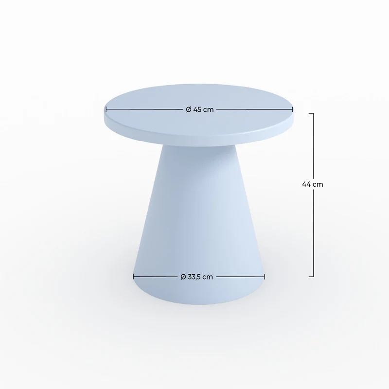 Table d'appoint de jardin Azuri en métal bleu pastel D45 cm