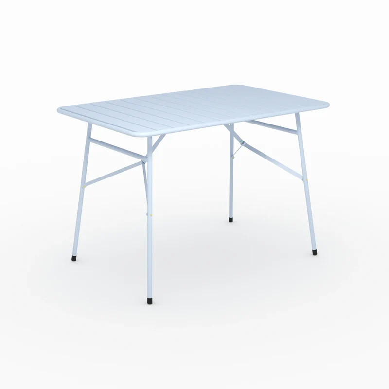 Table de jardin Yumi pliante en métal bleu pastel 4 personnes