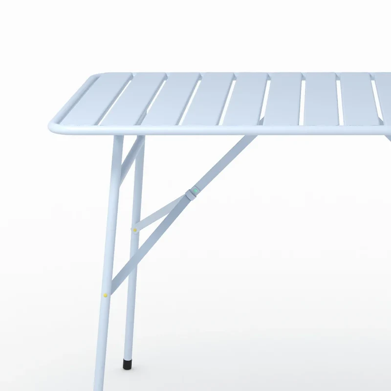 Table de jardin Yumi pliante en métal bleu pastel 4 personnes