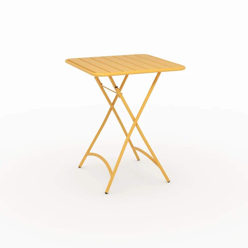 Table de jardin Yumi pliante en métal jaune beurre 2 personnes