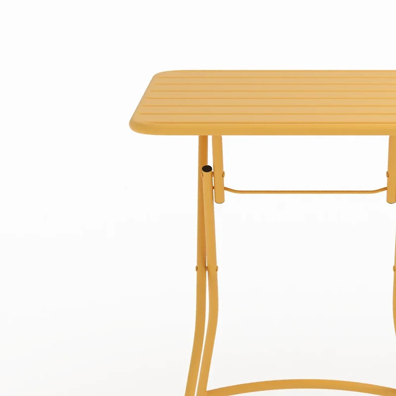 Table de jardin Yumi pliante en métal jaune beurre 2 personnes