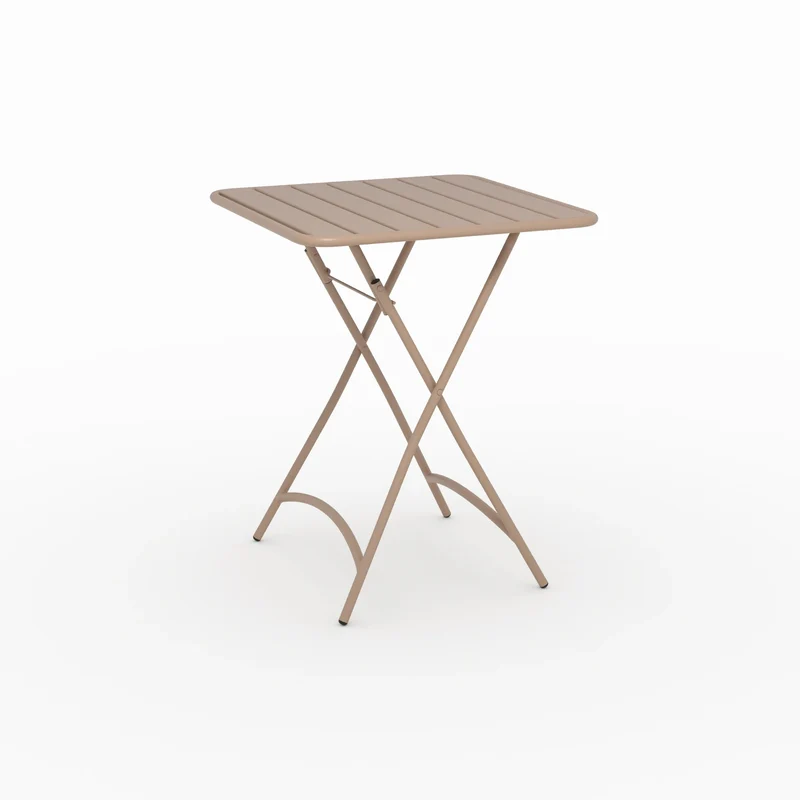 Table de jardin Yumi pliante en métal taupe 2 personnes