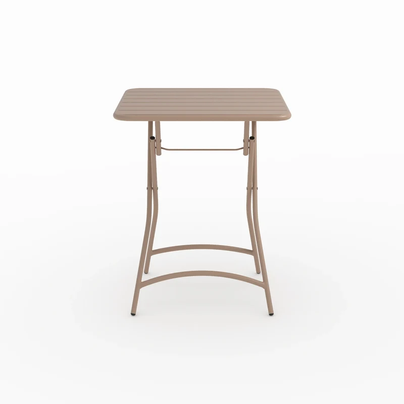 Table de jardin Yumi pliante en métal taupe 2 personnes