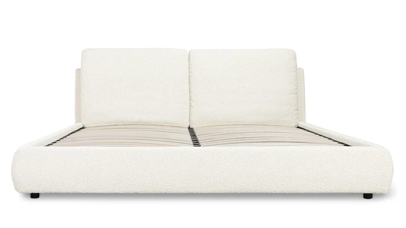 Cloud Bed with Storage, King, Cream Boucle
