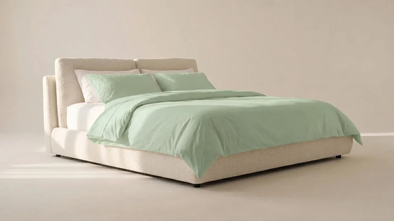 Cloud Bed with Storage, Queen, Cream Boucle