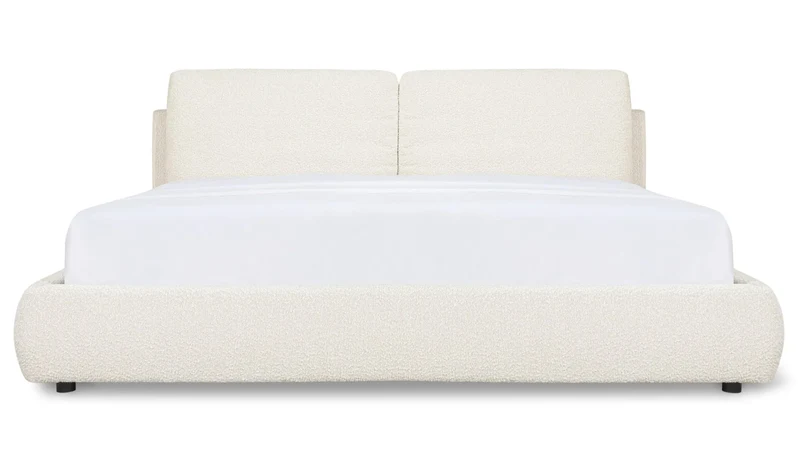 Cloud Bed with Storage, Queen, Cream Boucle