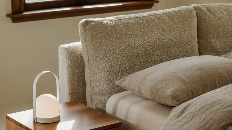 Cloud Bed, King, Cream Boucle