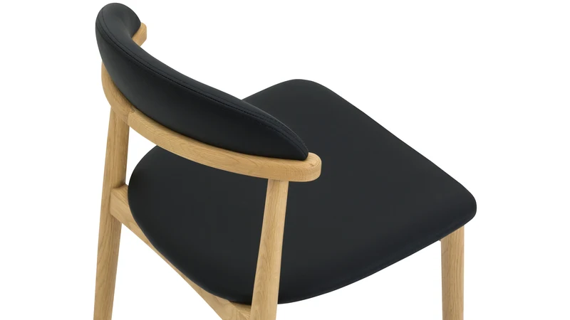 Count On Me Armless Dining Chair (Set of Two), Oak, Black Seat
