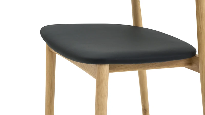 Count On Me Armless Dining Chair (Set of Two), Oak, Black Seat