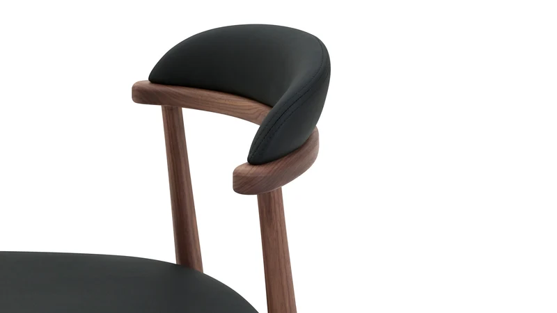 Count On Me Armless Dining Chair (Set of Two), Walnut, Black Seat