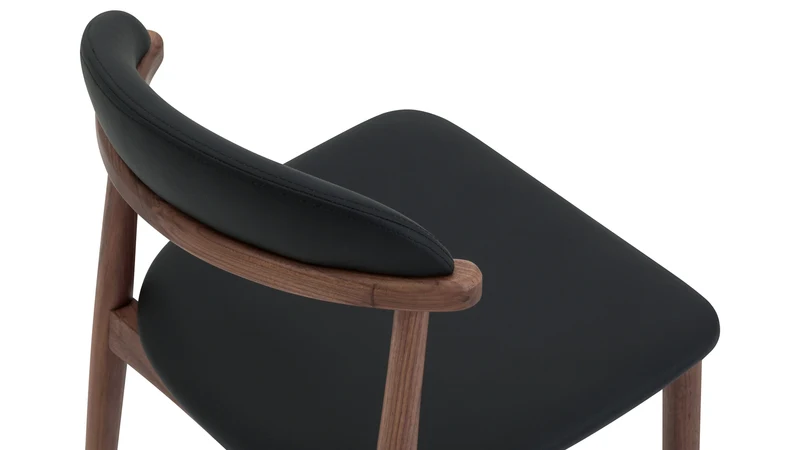 Count On Me Armless Dining Chair (Set of Two), Walnut, Black Seat