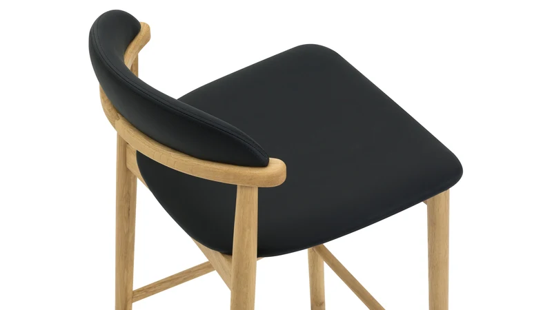Count On Me Counter Stool, Oak, Black Seat