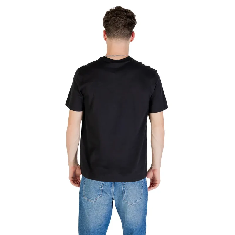 T-Shirt noir à manches courtes et col crêpé