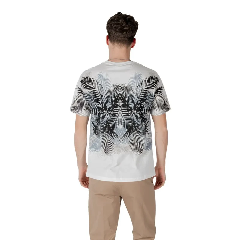 T-shirt blanc avec motif de feuilles de palmier