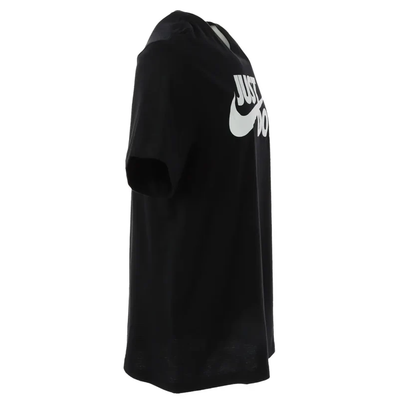 T-shirt noir à manches courtes Nike avec logo blanc et impression Just Do It