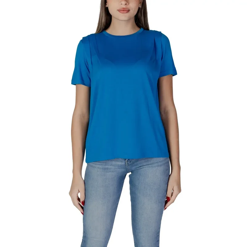 B.young - T-shirt bleu uni à col rond pour femmes