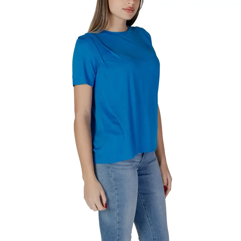 B.young - T-shirt bleu uni à col rond pour femmes
