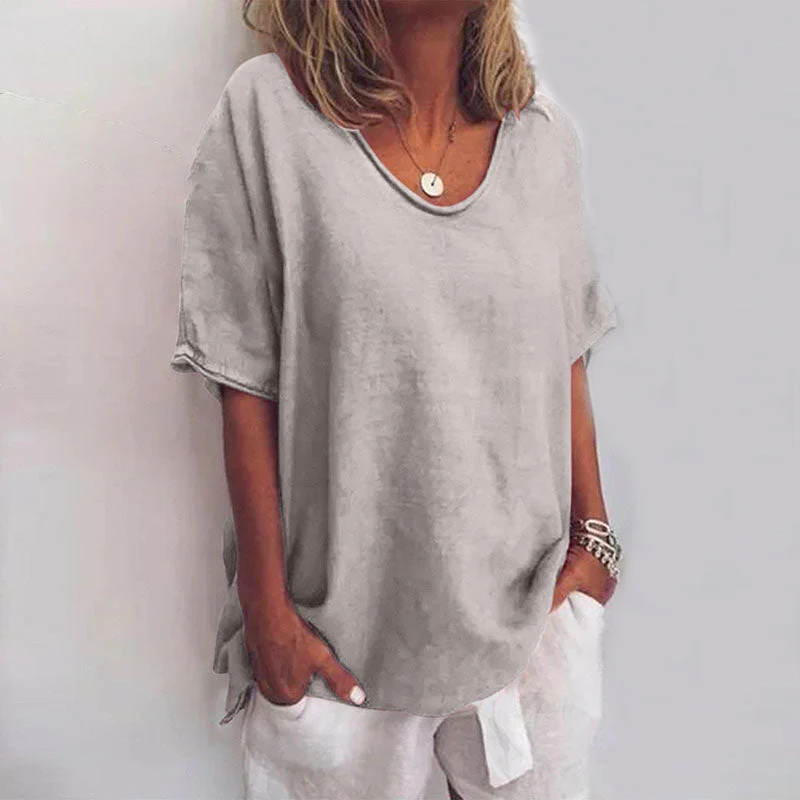 Ana Blouse Femme Classique – Blouse à Coupe Ample et Manches Courtes pour un Look Décontracté