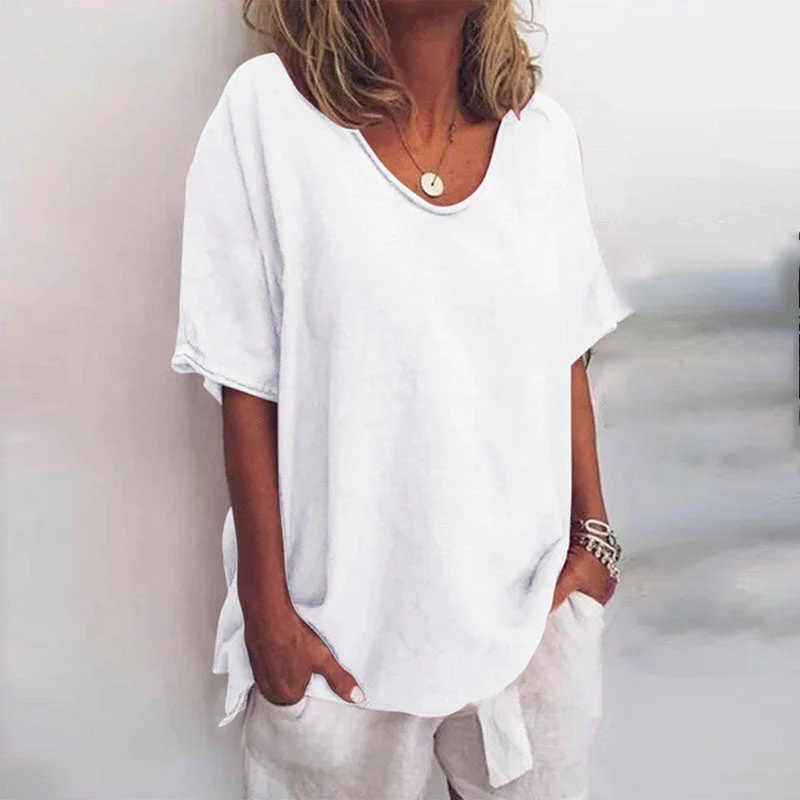 Ana Blouse Femme Classique – Blouse à Coupe Ample et Manches Courtes pour un Look Décontracté