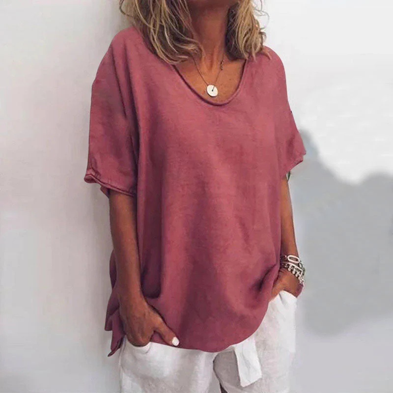 Ana Blouse Femme Classique – Blouse à Coupe Ample et Manches Courtes pour un Look Décontracté
