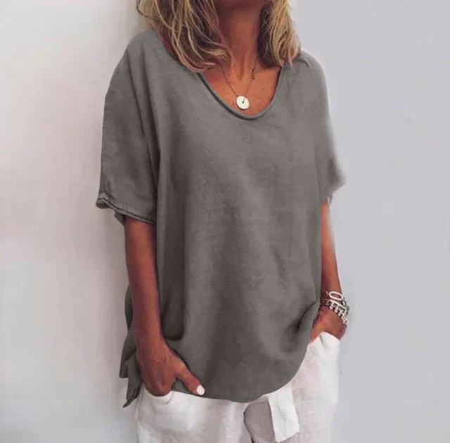 Ana Blouse Femme Classique – Blouse à Coupe Ample et Manches Courtes pour un Look Décontracté