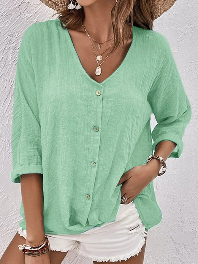 Blouse Femme Criza à Col V – Coupe Décontractée Légère avec Manches Courtes pour un Confort Quotidien