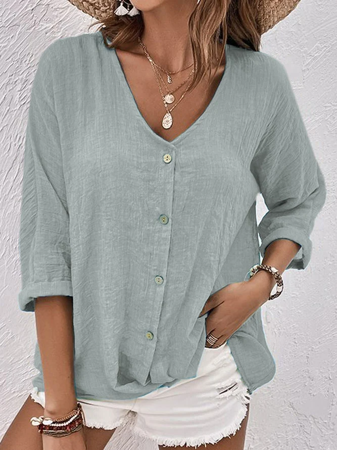 Blouse Femme Criza à Col V – Coupe Décontractée Légère avec Manches Courtes pour un Confort Quotidien
