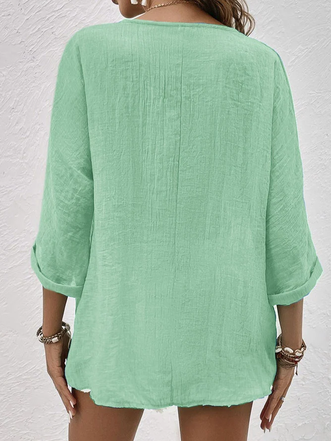 Blouse Femme Criza à Col V – Coupe Décontractée Légère avec Manches Courtes pour un Confort Quotidien