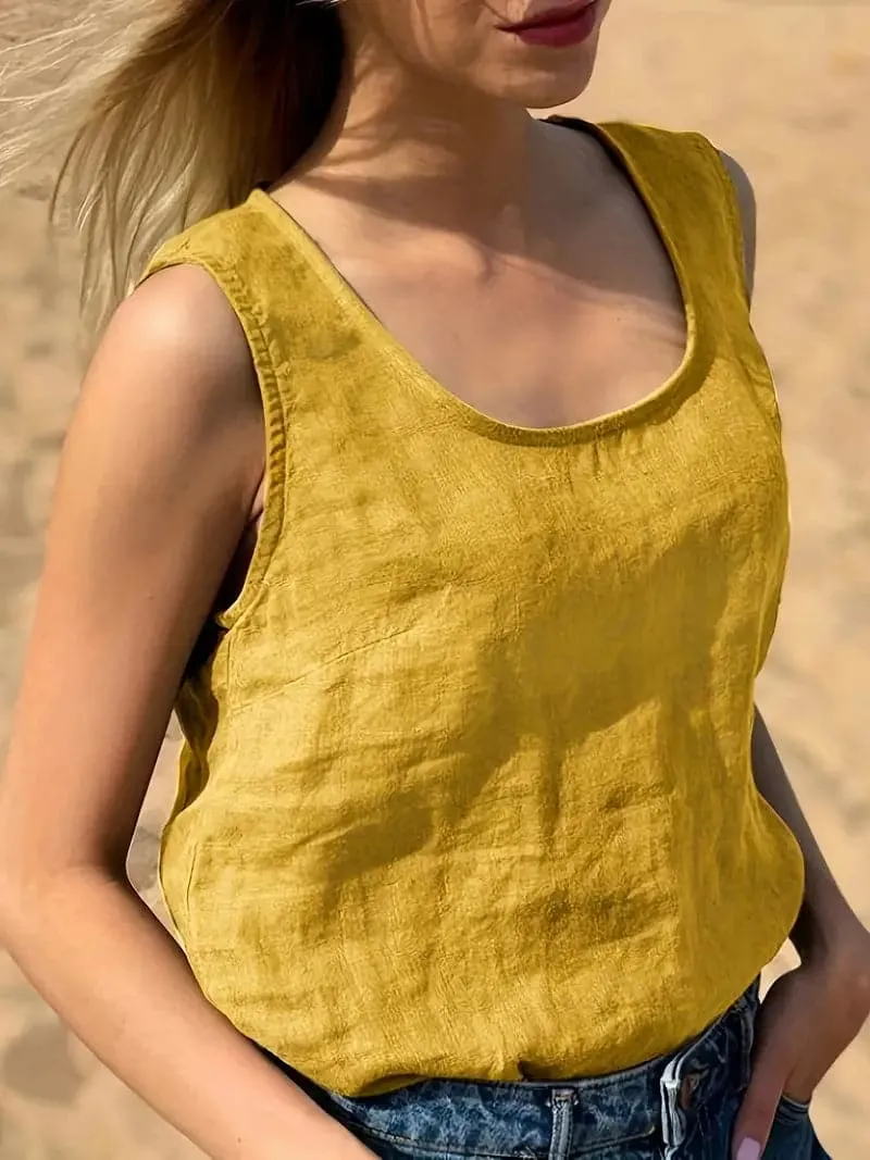 Mia Top d’Été Femme – Coupe Sans Manches Aérienne en Coton Doux et Respirant
