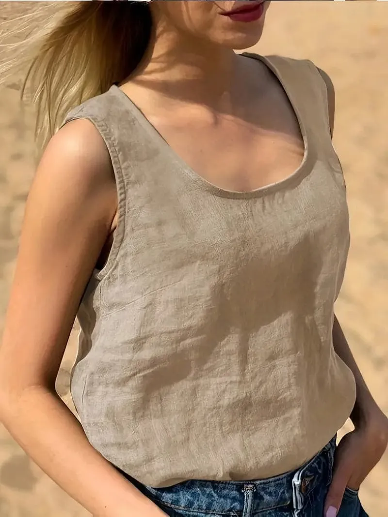 Mia Top d’Été Femme – Coupe Sans Manches Aérienne en Coton Doux et Respirant