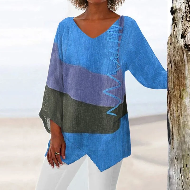 Solange Top Femme – Design Bicolore à Col V & Coupe Flatteuse pour Confort et Style