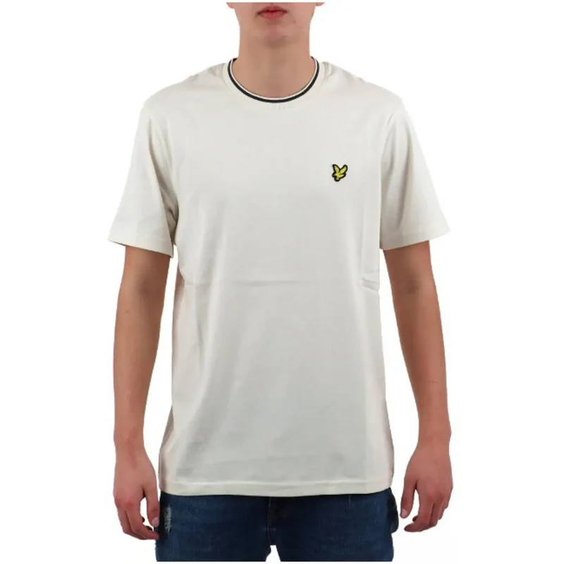 Lyle & Scott Hommes T-Shirt col rond imprimé beige 100% coton
