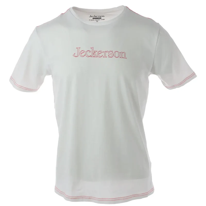 Jeckerson Men's White Slim Fit T-Shirt with Print