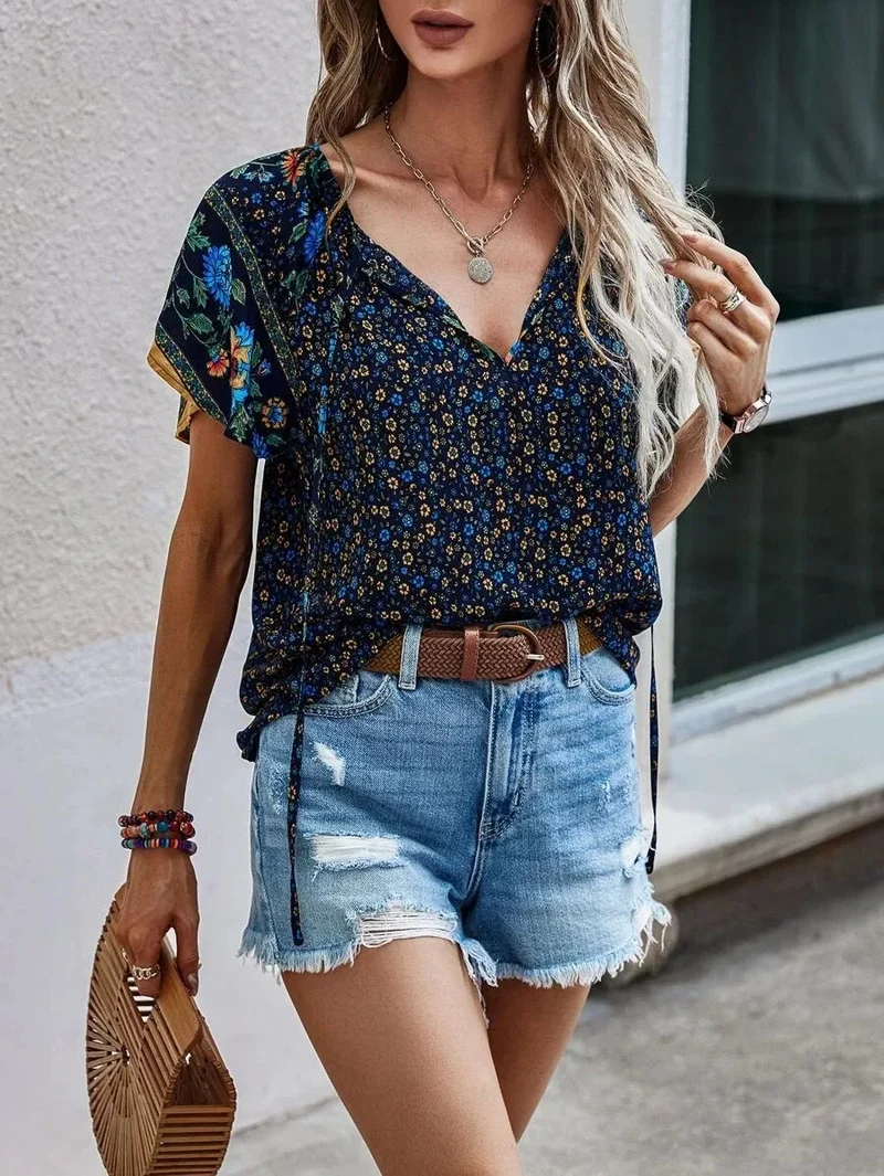 Blouse Femme Kataleya – Haut Élégant à Manches Courtes avec Coupe Intemporelle & Style Polyvalent