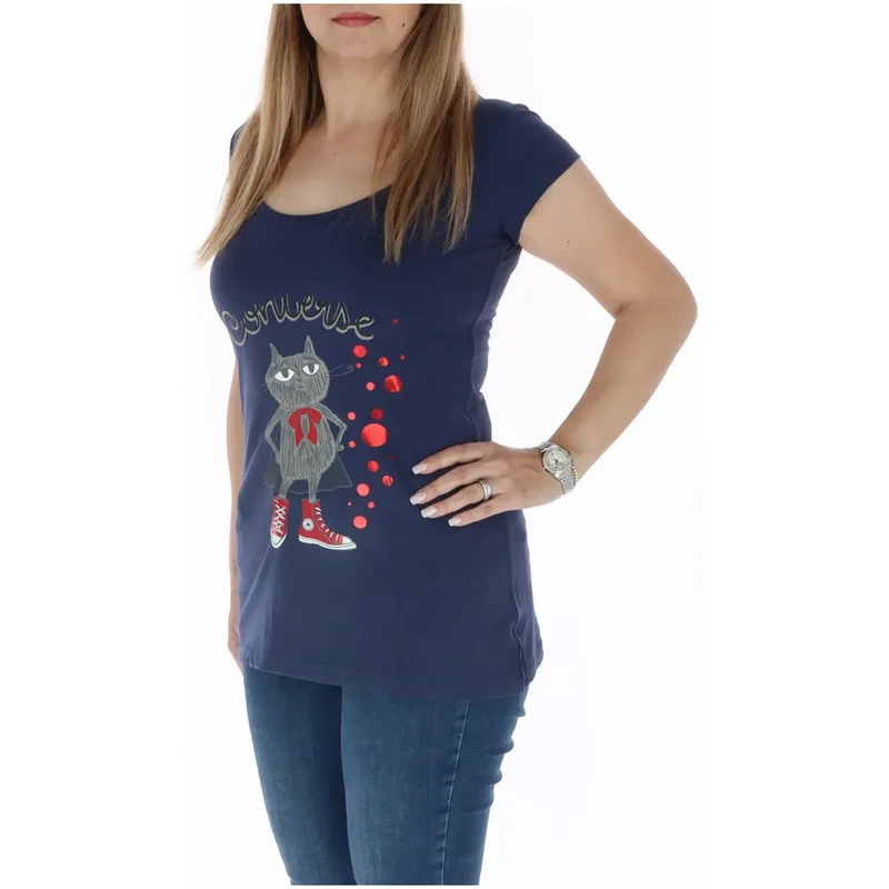 Converse Women's Blue Print Short Sleeve T-Shirt