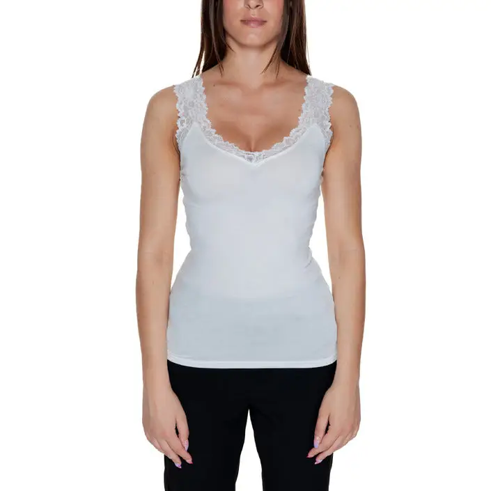 Vero Moda - Top à col en V uni blanc pour femmes